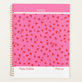 Agenda Rosa y Rojo Minimalista Floral Grande Femenino