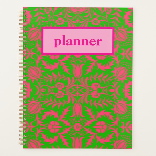 Agenda Rosa y Verde Elegantes (Anverso)