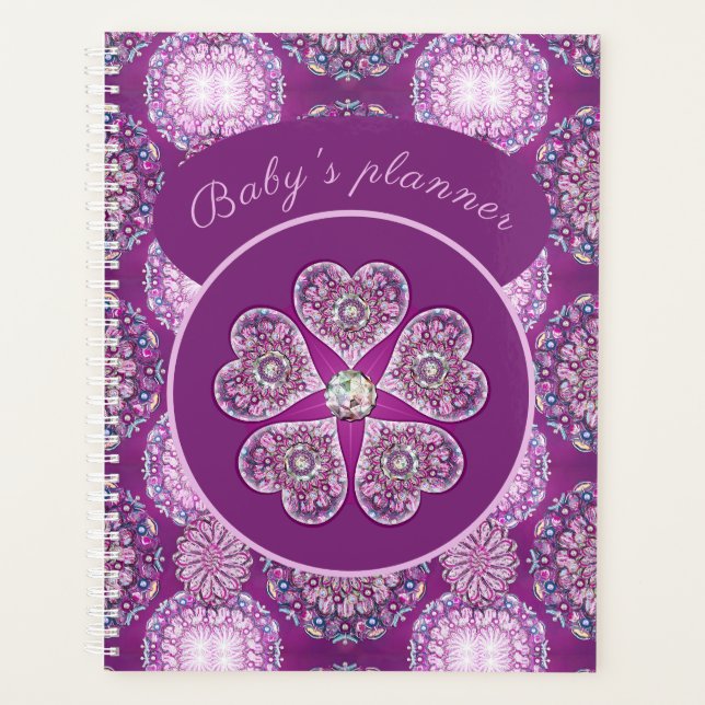 Agenda Rosace azul o rojo para bebé y niño (Anverso)