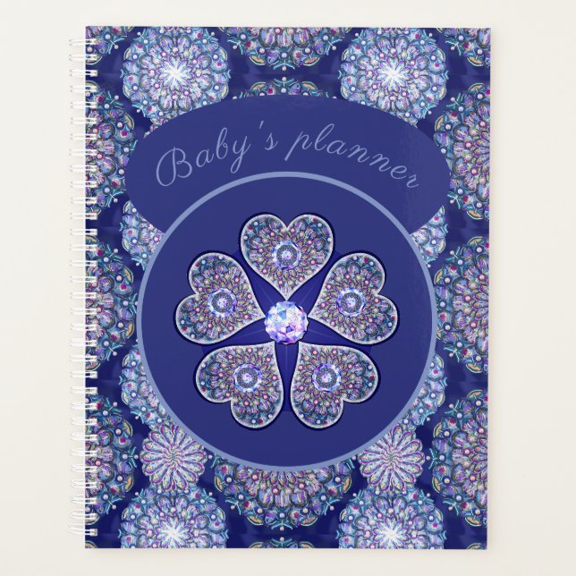 Agenda Rosace azul o rojo para bebé y niño (Anverso)