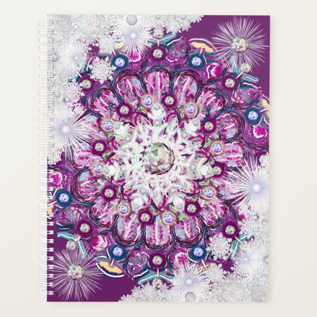 Agenda Rosada roja cardinal y copo de nieve (Anverso)