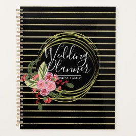 Agenda Rosas Amapola Rosadas Rojas con Rayas de Papel Alu
