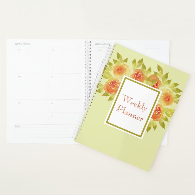 Agenda Rosas Color Albaricoque Acuarela Semanal (Demostración)