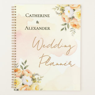 Agenda Rosas de Acuarela Floral Elegante para Boda