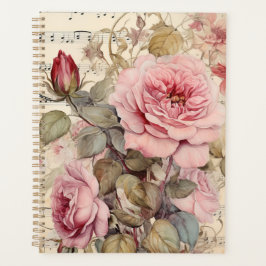 Agenda Rosas de acuarela floral rosa