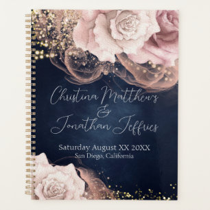 Agenda Rosas de acuarela romántica en Boda Moody Blue