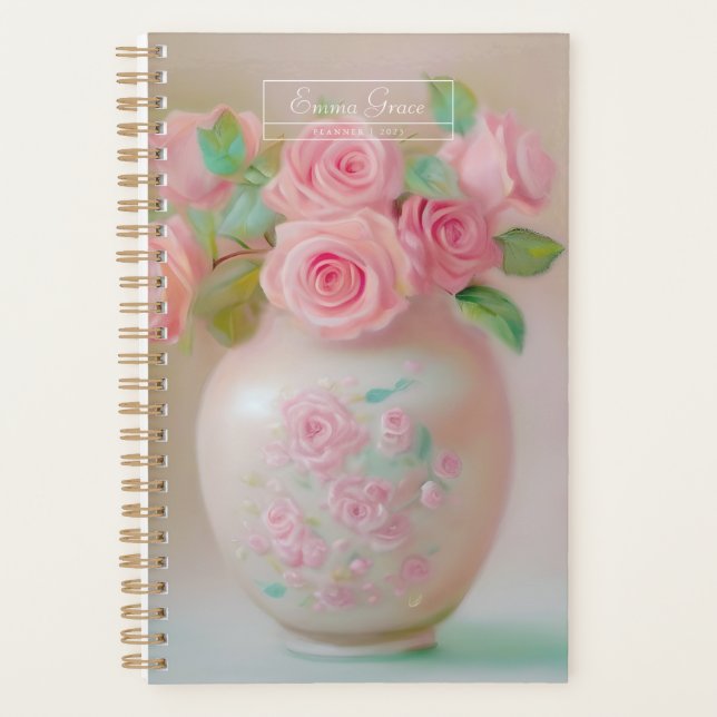 Agenda Rosas de época pintando Personalizable de planific (Anverso)
