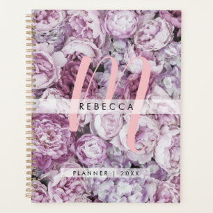 Agenda Rosas Floral Femenina Monograma en Script Rosa 202