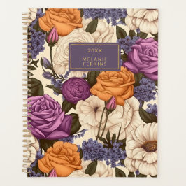 Agenda Rosas florales de época Naranja púrpura Flores Boh