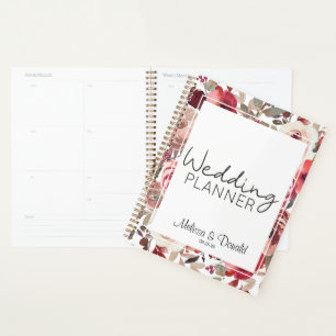 Agenda Rosas Florales Rubor Rojo Boda