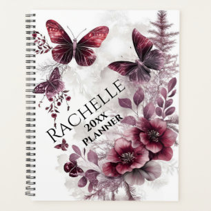 Agenda Rosas granate y mariposas