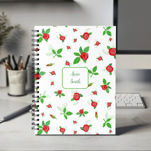 Agenda Rosas rojas con hojas verdes en patrón floral
