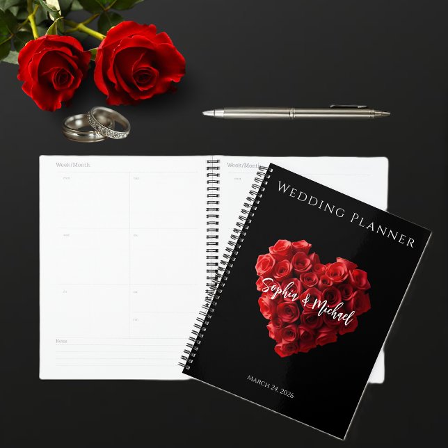 Agenda Rosas Rojas en Forma de Corazón-Boda (Heart Shaped Red Roses-Wedding-Planner )