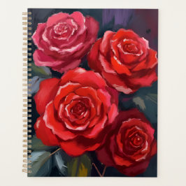 Agenda Rosas Rojas Flores Pintadas Acuarela