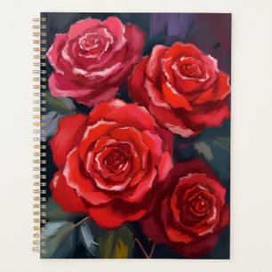 Agenda Rosas Rojas Flores Pintadas Acuarela