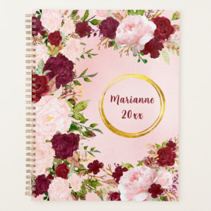 Agenda Rosas Rojas y Rosadas con Marco de Nombre en Oro P