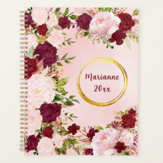 Agenda Rosas Rojas y Rosadas con Marco de Nombre en Oro P