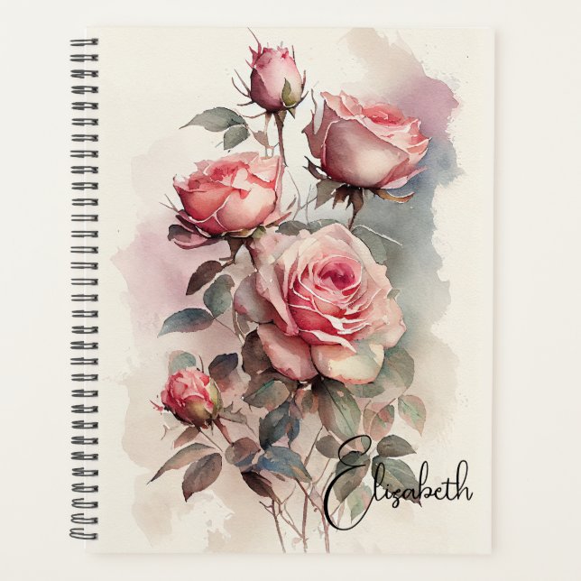 Agenda Rosas rosadas acuarela  (Anverso)