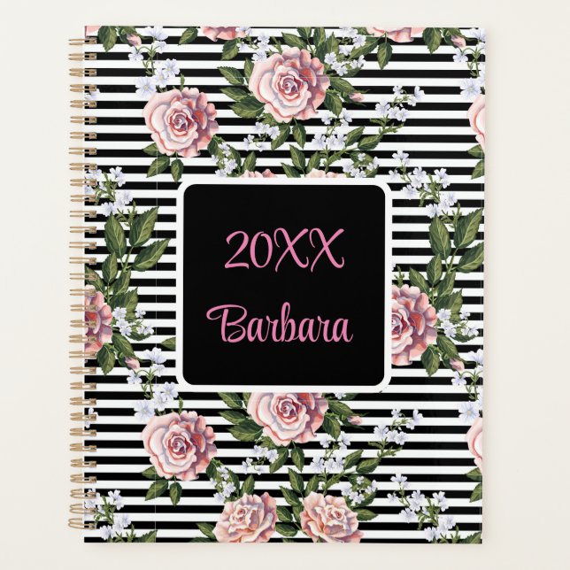 Agenda Rosas Rosadas Anuales Personalizar Fecha (Anverso)