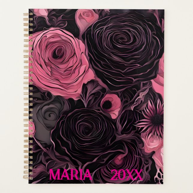 Agenda Rosas rosados y negros (Anverso)