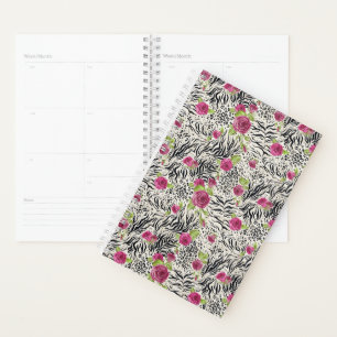 Agenda Rosas Sobre Patrón Animal