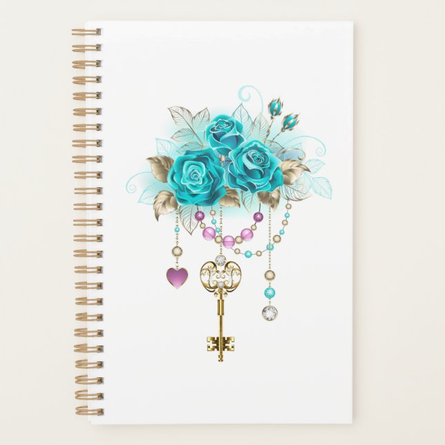 Agenda Rosas turquesas con llaves (Anverso)