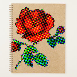 Agenda Rose Bloom Halftone on Brown Paper Fine Art