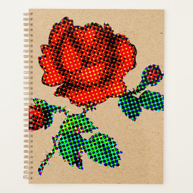 Agenda Rose Bloom Halftone on Brown Paper Fine Art (Anverso)