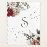 Agenda Roses Rojas Florales Monograma moderno<br><div class="desc">Planner de acuarela floral bonito con monograma personalizado. Así que bonito para hacer todos sus planes bodas.</div>