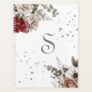 Agenda Roses Rojas Florales Monograma moderno