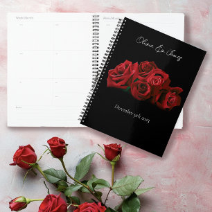 Agenda Roses rojos blancos Boda negro