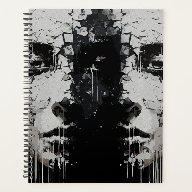 Agenda Rostro Fragmentado: Expresión Abstracta Oscura (Anverso)