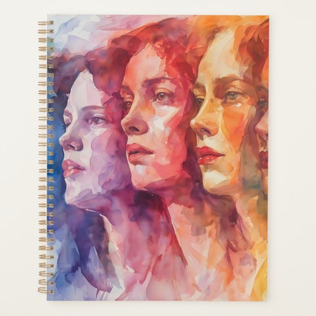 Agenda Rostros de las mujeres - Pintura de acuarela (Anverso)