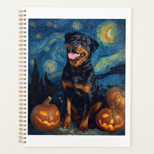 Agenda Rottweiler Perro Lindo Halloween Jack O Lantern Ca (Anverso)