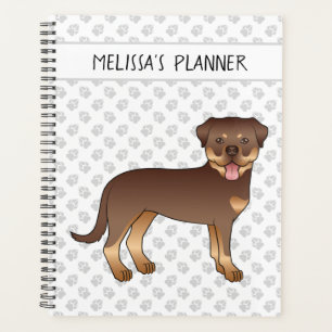 Agenda Rottweiler Rojo Y Beige Perro De Dibujos Animados 