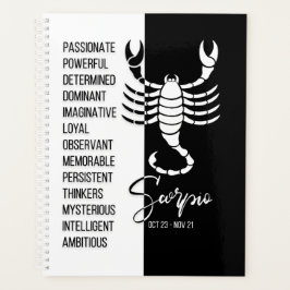 Agenda Rótulo Escorpio Zodiaco, Blanco y Negro