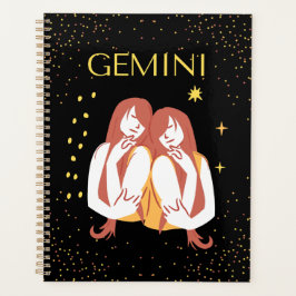 Agenda Rótulo Gemini Zodiac y cita tema moderno elegante 