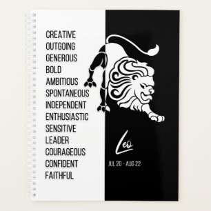 Agenda Rótulo Leo Zodiac, blanco y negro