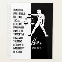 Agenda Rótulo Libra Zodiac, blanco y negro