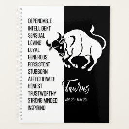 Agenda Rótulo Taurus Zodiac, blanco y negro