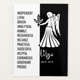 Agenda Rótulo Virgo Zodiac, blanco y negro