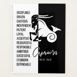 Agenda Rótulo Zodiaco Capricornio, blanco y negro
