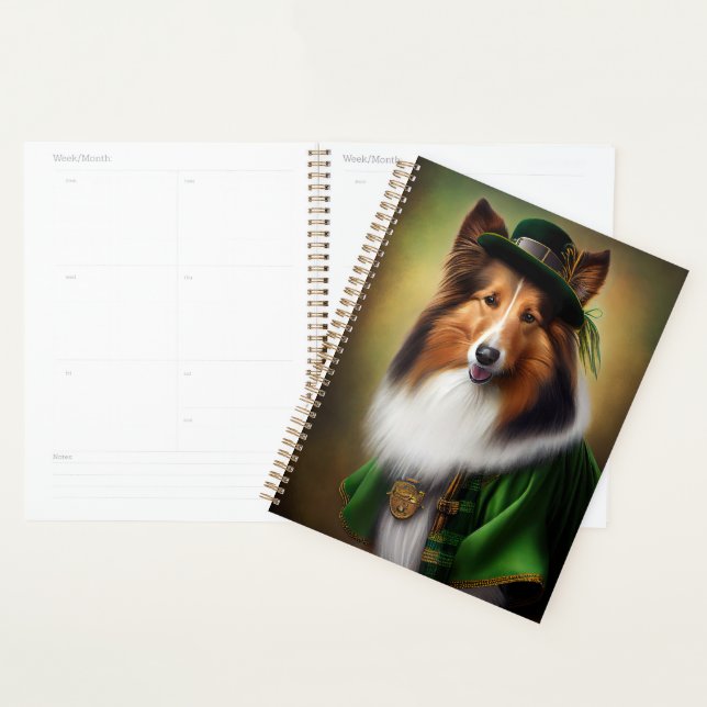 Agenda Rough Collie Dog in St. Patrick's Day Vress (Demostración)
