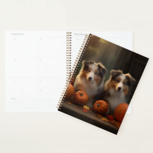 Agenda Rough Collie Puppy Calabaza deslumbrante otoño