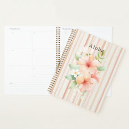 Agenda Rubor de melocotón rayas de crema hibisco tropical