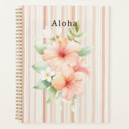 Agenda Rubor de melocotón rayas de crema hibisco tropical