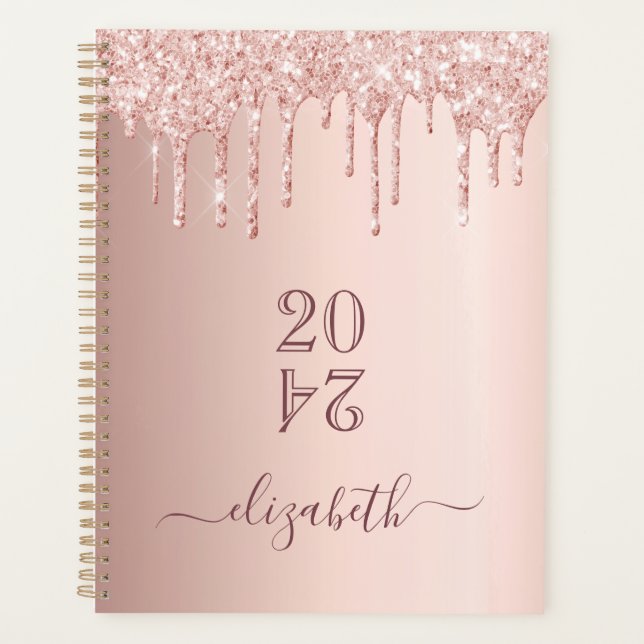 Agenda Rubor de oro rosa brillo gotas 2027 (Anverso)