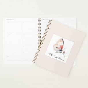 Agenda Rubor Floral Mariposa Melocotón Sigue Tus Sueños