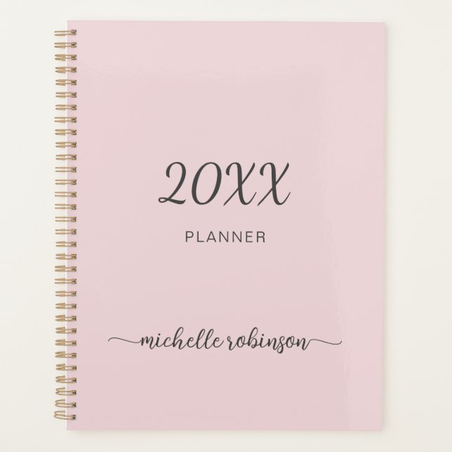 Agenda Rubor Girly Pink Monograma Script 2023 Planner (Anverso)