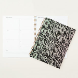 Agenda Rubor Menta Negro Estampado Cebra Brillo Puntos Om